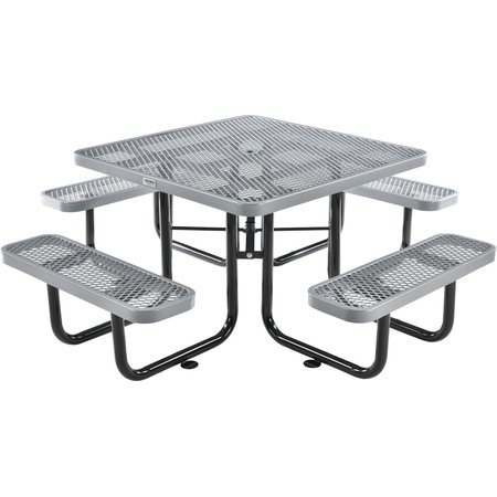 GLOBAL INDUSTRIAL 46 Expanded Metal Square Picnic Table, Gray 277151GY